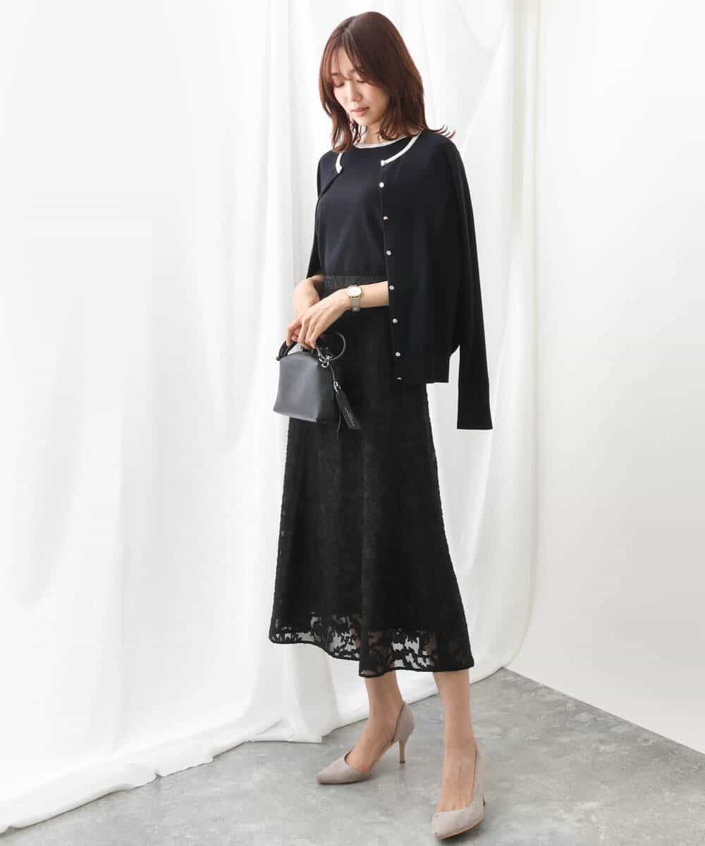 FKHFV14150 MK MICHEL KLEIN(MK ミッシェルクラン) カットジャガードマーメイドスカート/洗える アイボリー