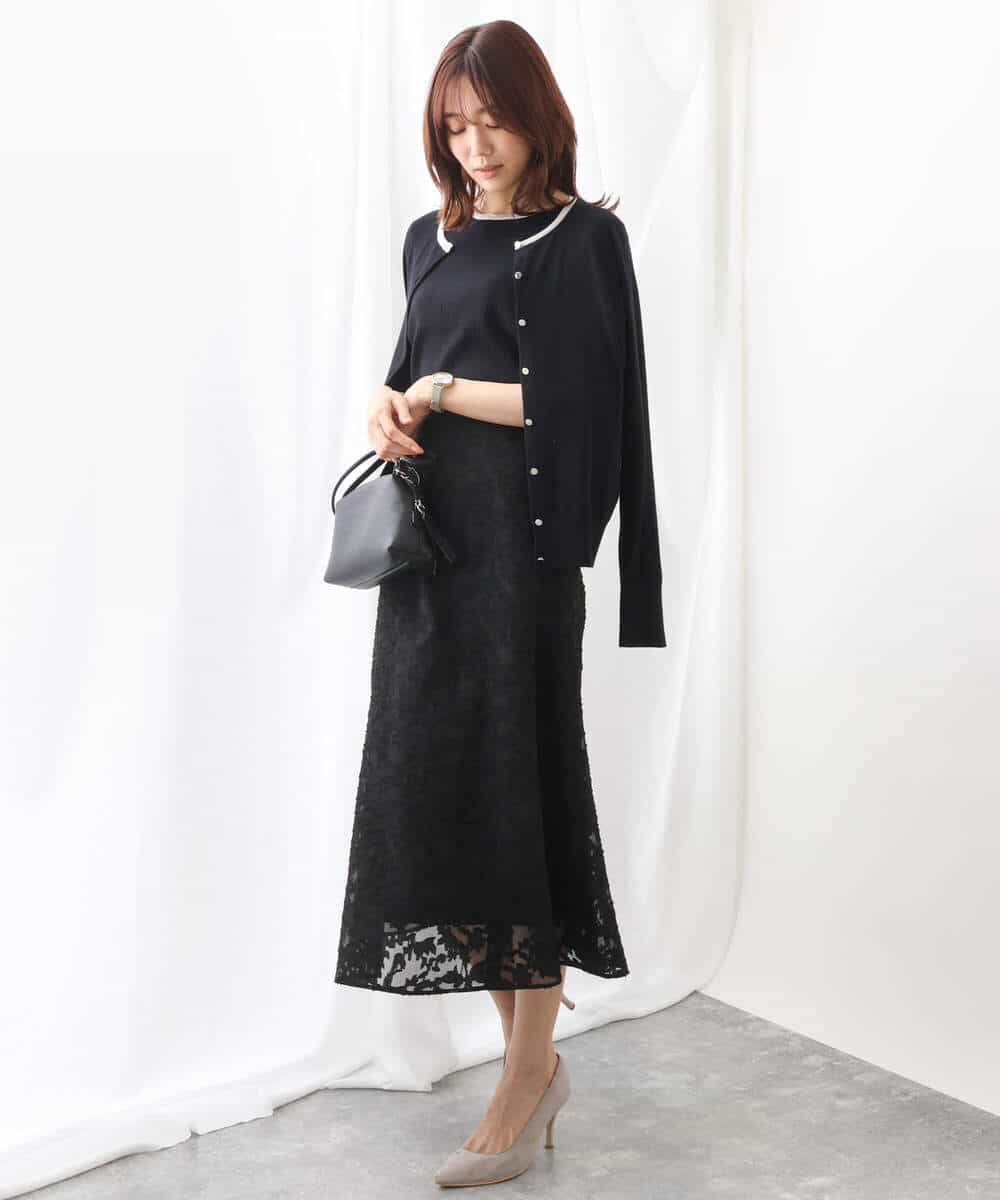 FKHFV14150 MK MICHEL KLEIN(MK ミッシェルクラン) カットジャガードマーメイドスカート/洗える アイボリー