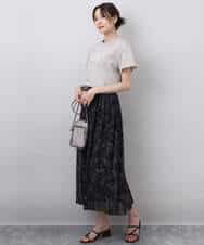 FKHGA02140 MK MICHEL KLEIN(MK ミッシェルクラン) ラインフラワーシフォンスカート/洗える ブラック