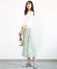 FKHGA04140 MK MICHEL KLEIN(MK ミッシェルクラン) 花柄シフォンスカート/洗える チャコール