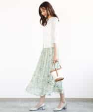 FKHGA04140 MK MICHEL KLEIN(MK ミッシェルクラン) 花柄シフォンスカート/洗える チャコール