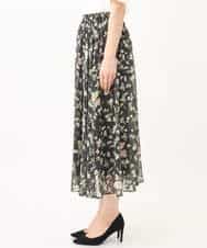 FKHGA04140 MK MICHEL KLEIN(MK ミッシェルクラン) 花柄シフォンスカート/洗える チャコール
