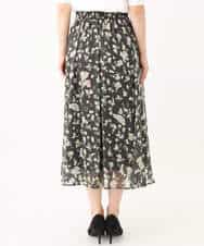 FKHGA04140 MK MICHEL KLEIN(MK ミッシェルクラン) 花柄シフォンスカート/洗える チャコール