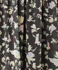 FKHGA04140 MK MICHEL KLEIN(MK ミッシェルクラン) 花柄シフォンスカート/洗える チャコール
