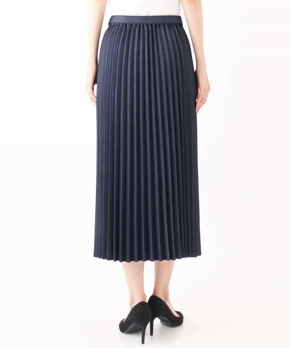 FKHGA30160 MK MICHEL KLEIN(MK ミッシェルクラン) デニムライクプリーツスカート/洗える ネイビー