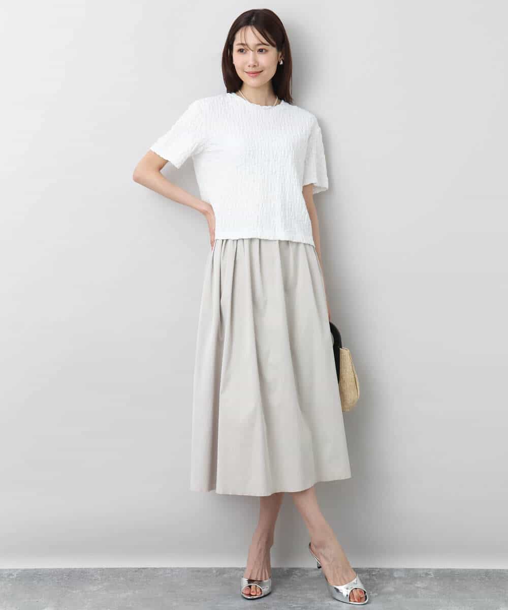 FKHGA38140 MK MICHEL KLEIN(MK ミッシェルクラン) リバーシブル2カラースカート/洗える ブルー×キャメル