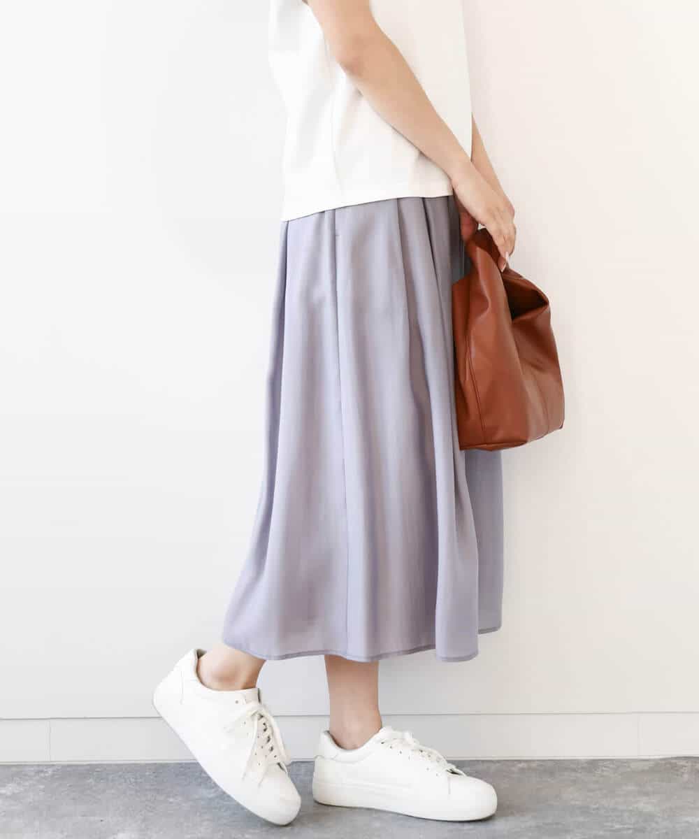 FKHGA58150 MK MICHEL KLEIN(MK ミッシェルクラン) ウエストタックシアースカート/洗える オレンジピーチ
