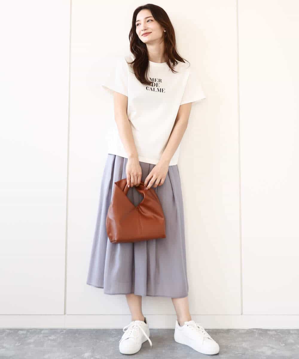 FKHGA58150 MK MICHEL KLEIN(MK ミッシェルクラン) ウエストタックシアースカート/洗える オレンジピーチ