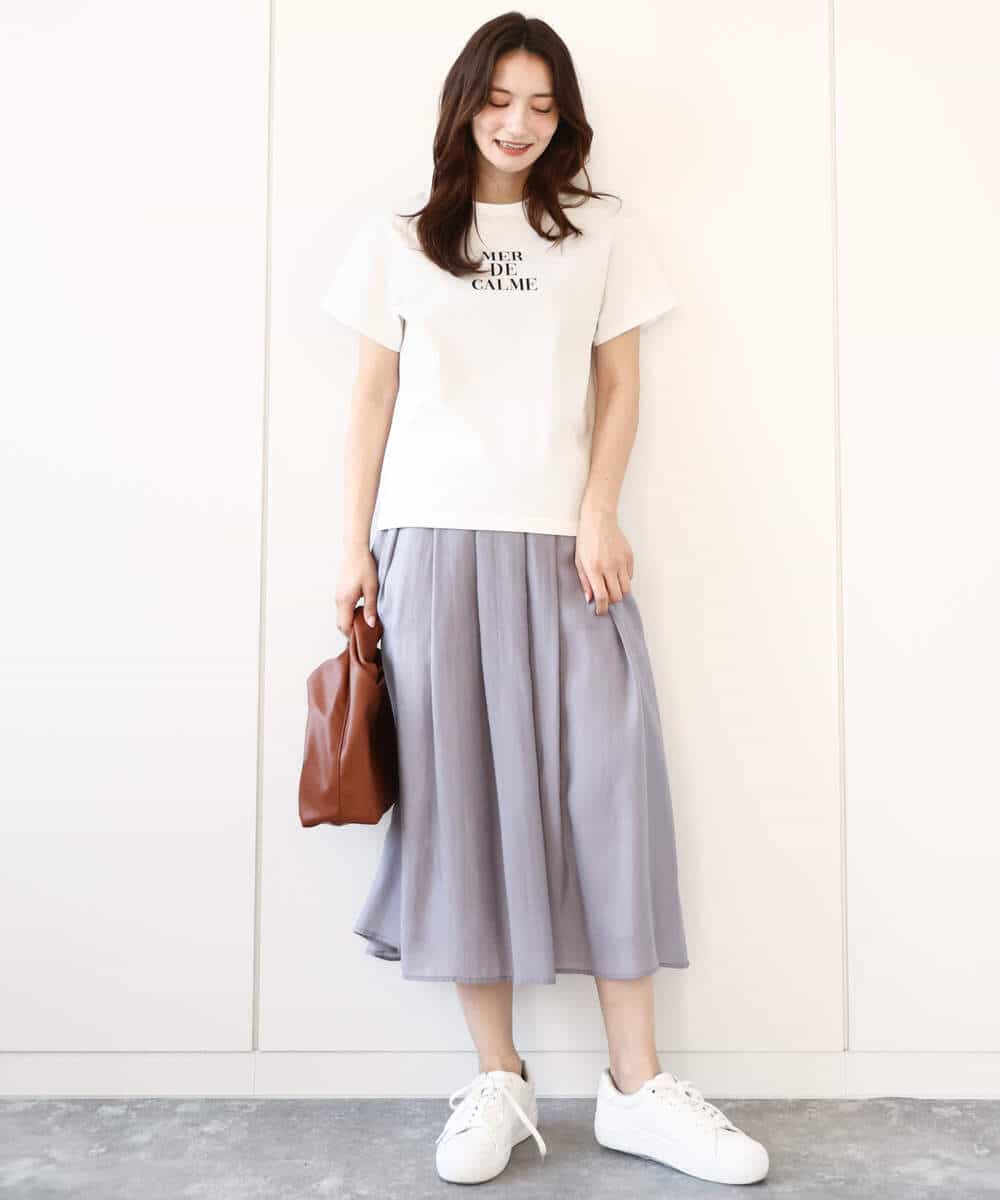 FKHGA58150 MK MICHEL KLEIN(MK ミッシェルクラン) ウエストタックシアースカート/洗える オレンジピーチ