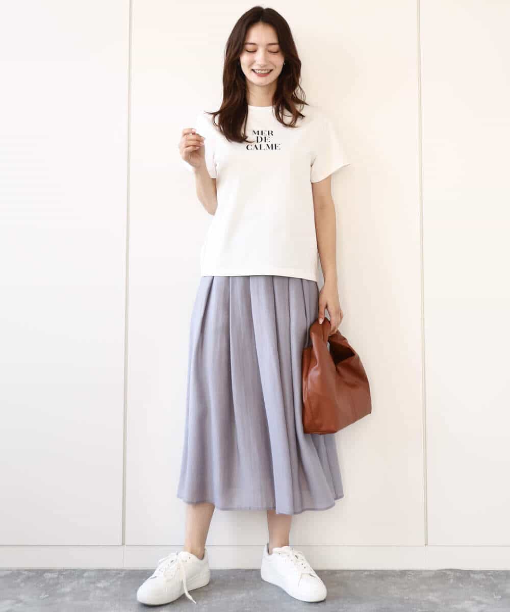 FKHGA58150 MK MICHEL KLEIN(MK ミッシェルクラン) ウエストタックシアースカート/洗える オレンジピーチ