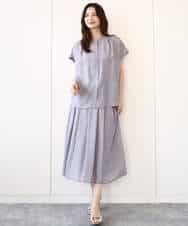 FKHGA58150 MK MICHEL KLEIN(MK ミッシェルクラン) ウエストタックシアースカート/洗える オレンジピーチ