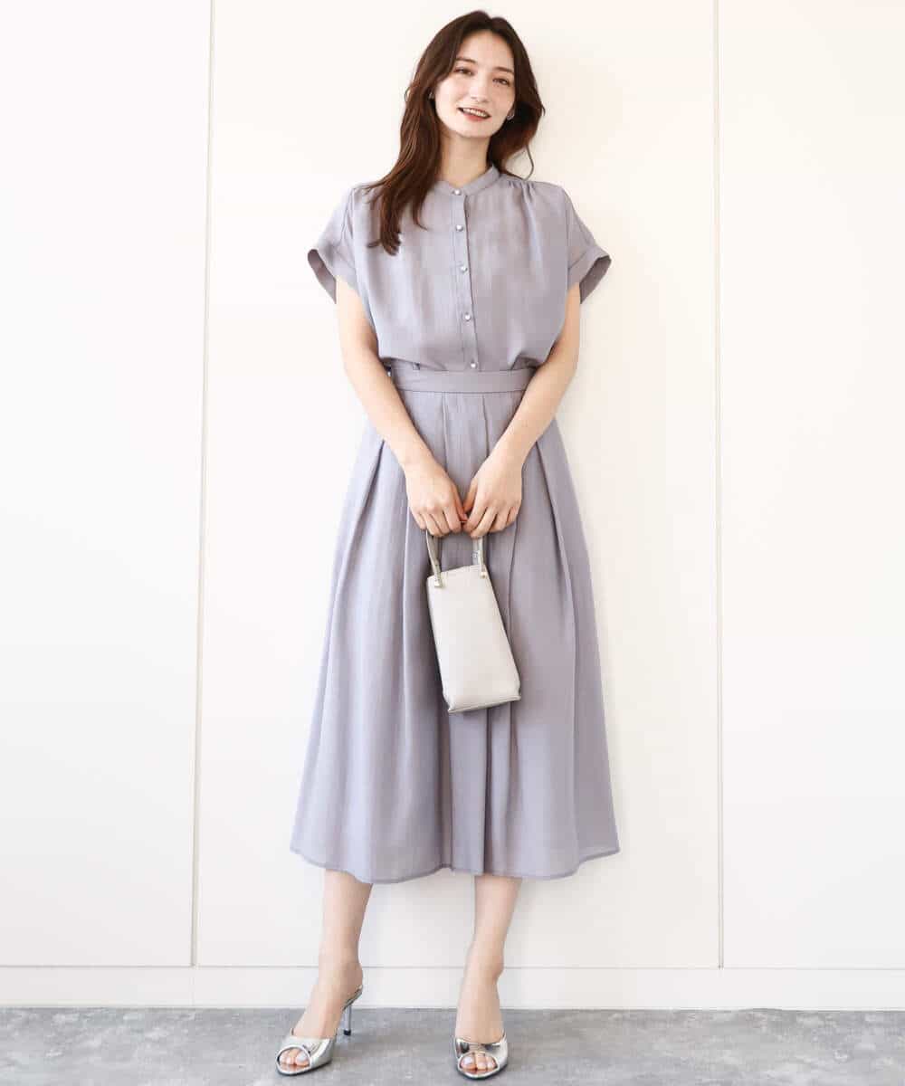 FKHGA58150 MK MICHEL KLEIN(MK ミッシェルクラン) ウエストタックシアースカート/洗える オレンジピーチ