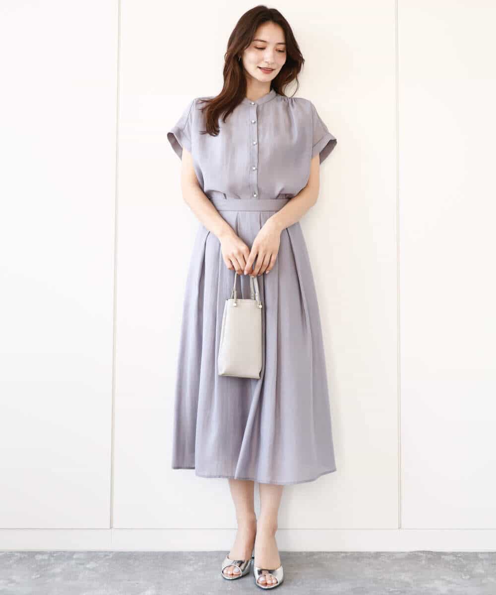 FKHGA58150 MK MICHEL KLEIN(MK ミッシェルクラン) ウエストタックシアースカート/洗える オレンジピーチ