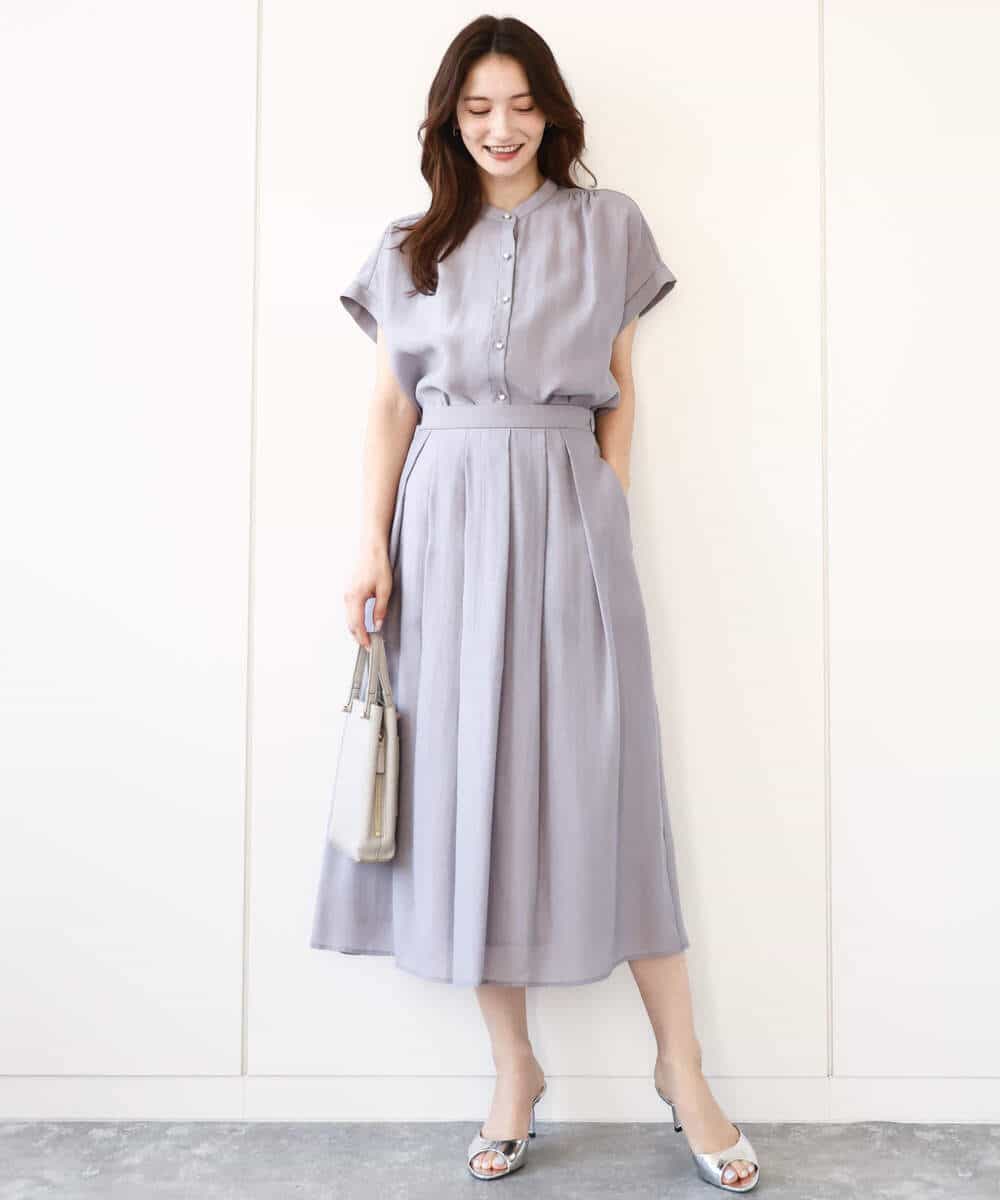 FKHGA58150 MK MICHEL KLEIN(MK ミッシェルクラン) ウエストタックシアースカート/洗える オレンジピーチ