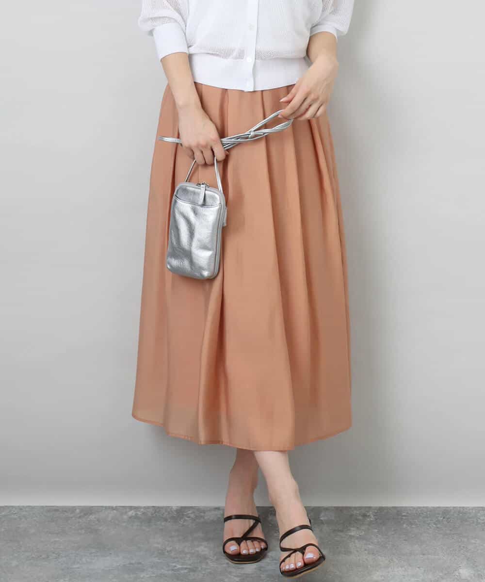 FKHGA58150 MK MICHEL KLEIN(MK ミッシェルクラン) ウエストタックシアースカート/洗える オレンジピーチ