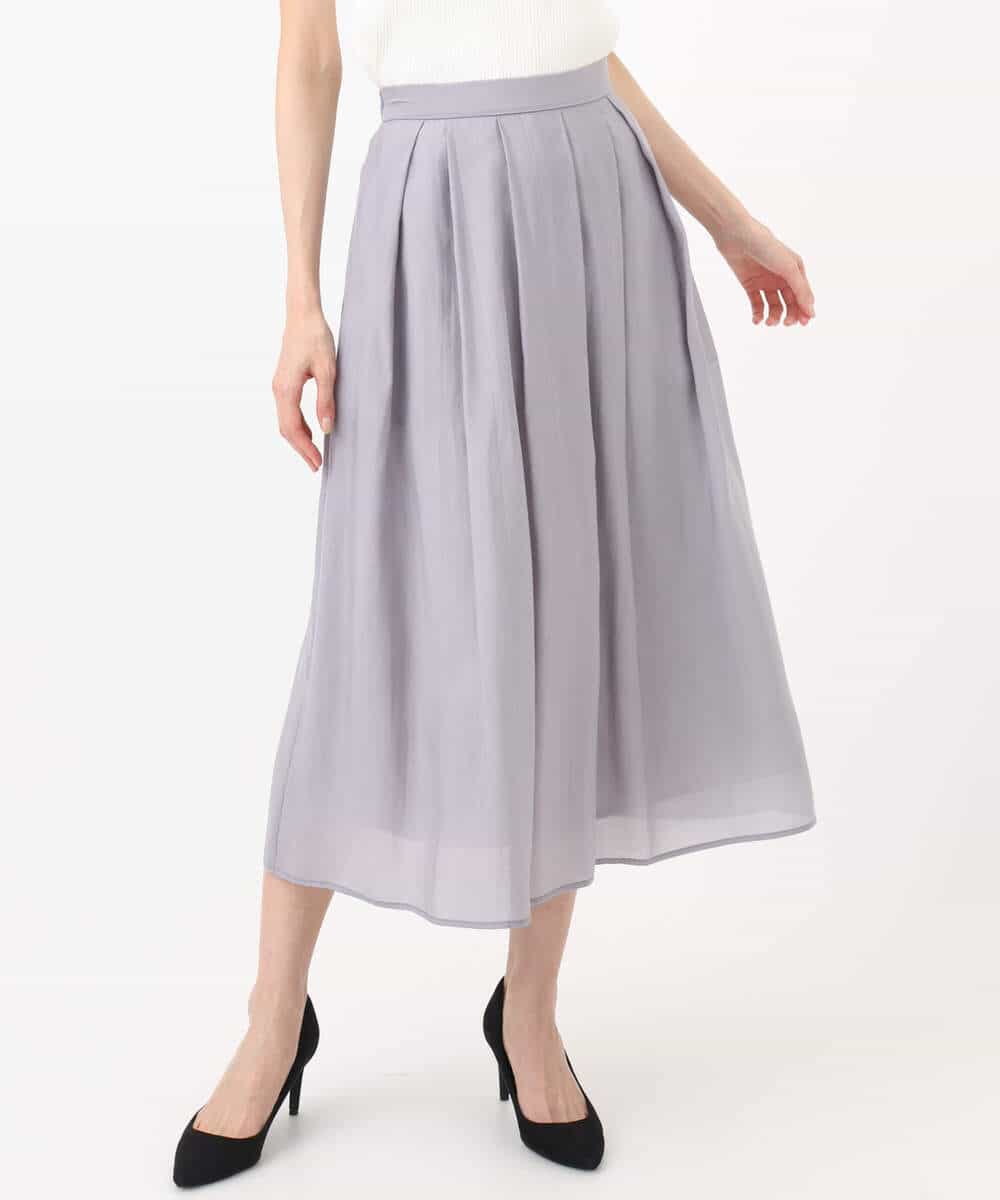 FKHGA58150 MK MICHEL KLEIN(MK ミッシェルクラン) ウエストタックシアースカート/洗える オレンジピーチ