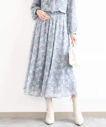 FKHGD01140 MK MICHEL KLEIN 花柄シフォンスカート/洗える