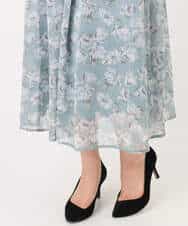 FKHGD01140 MK MICHEL KLEIN(MK ミッシェルクラン) 花柄シフォンスカート/洗える ミントブルー