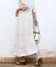 FKHGD02170 MK MICHEL KLEIN(MK ミッシェルクラン) アイレット編みクロシェ風ニットスカート/洗える ベージュ