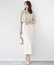 FKHGD02170 MK MICHEL KLEIN(MK ミッシェルクラン) アイレット編みクロシェ風ニットスカート/洗える ブラウン