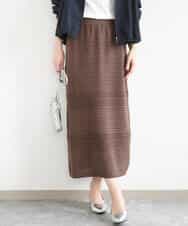 FKHGD02170 MK MICHEL KLEIN(MK ミッシェルクラン) アイレット編みクロシェ風ニットスカート/洗える ブラウン