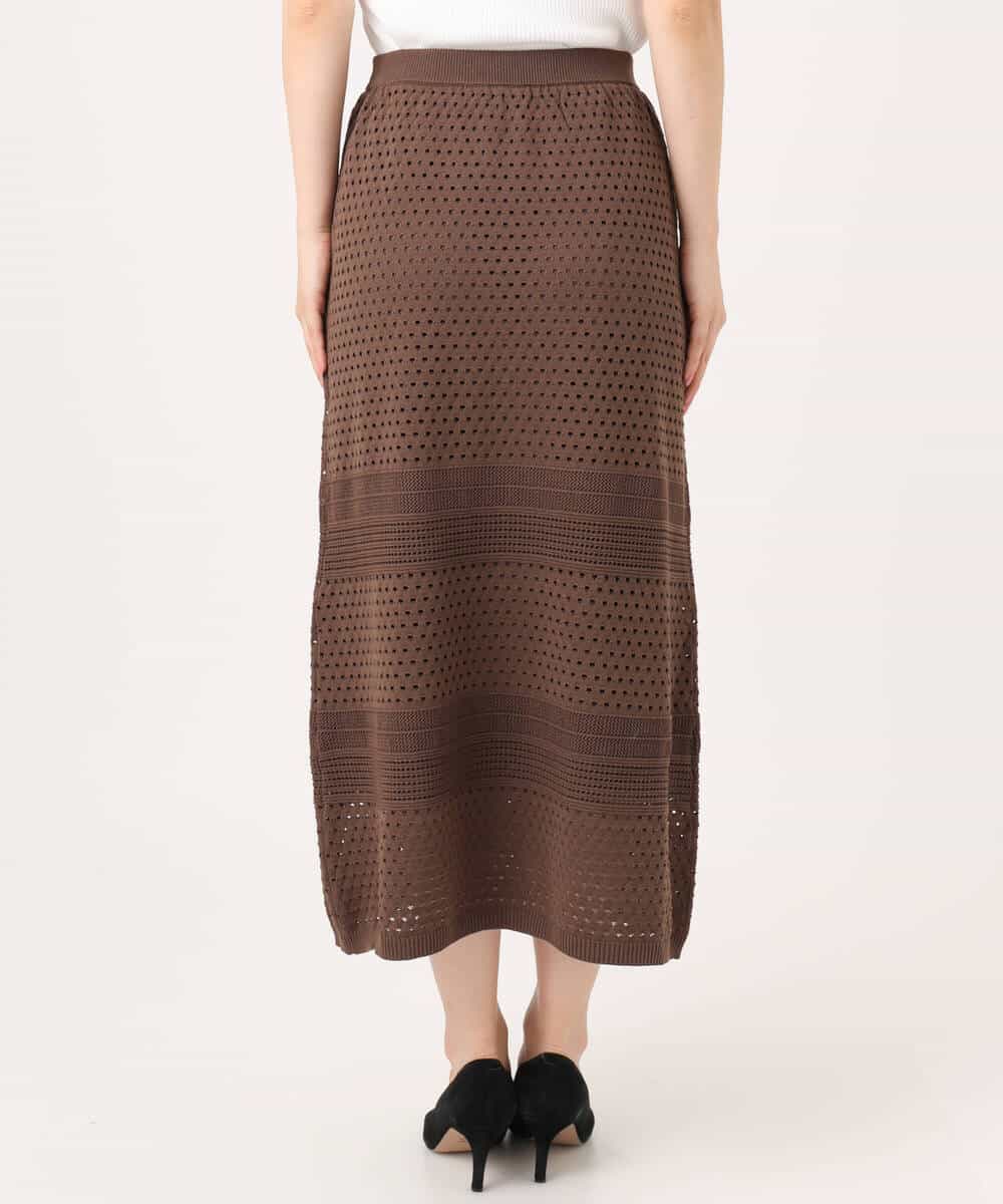 FKHGD02170 MK MICHEL KLEIN(MK ミッシェルクラン) アイレット編みクロシェ風ニットスカート/洗える ブラウン