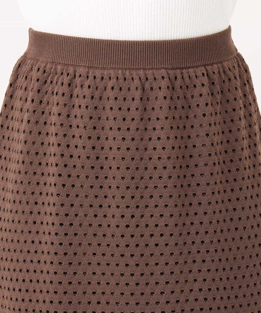 FKHGD02170 MK MICHEL KLEIN(MK ミッシェルクラン) アイレット編みクロシェ風ニットスカート/洗える ブラウン