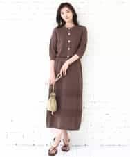 FKHGD02170 MK MICHEL KLEIN(MK ミッシェルクラン) アイレット編みクロシェ風ニットスカート/洗える ブラウン