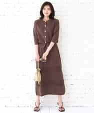 FKHGD02170 MK MICHEL KLEIN(MK ミッシェルクラン) アイレット編みクロシェ風ニットスカート/洗える ブラウン