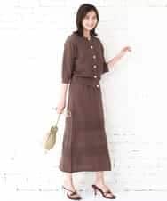 FKHGD02170 MK MICHEL KLEIN(MK ミッシェルクラン) アイレット編みクロシェ風ニットスカート/洗える ブラウン