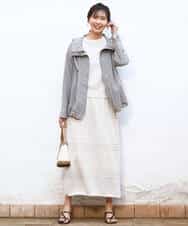 FKHGD02170 MK MICHEL KLEIN(MK ミッシェルクラン) アイレット編みクロシェ風ニットスカート/洗える ブラウン