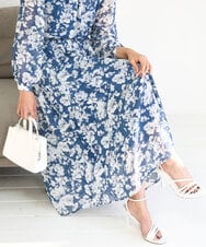 FKHGD03140 MK MICHEL KLEIN(MK ミッシェルクラン) 花柄シフォンスカート/洗える ブルー