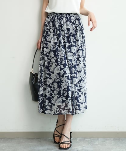 FKHGD03140 MK MICHEL KLEIN [洗える]花柄シフォンスカート