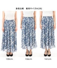 FKHGD03140 MK MICHEL KLEIN(MK ミッシェルクラン) 花柄シフォンスカート/洗える ネイビー