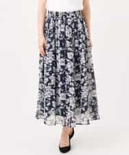 FKHGD03140 MK MICHEL KLEIN(MK ミッシェルクラン) 花柄シフォンスカート/洗える ネイビー
