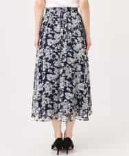 FKHGD03140 MK MICHEL KLEIN(MK ミッシェルクラン) 花柄シフォンスカート/洗える ネイビー