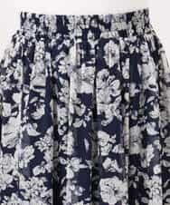 FKHGD03140 MK MICHEL KLEIN(MK ミッシェルクラン) 花柄シフォンスカート/洗える ネイビー