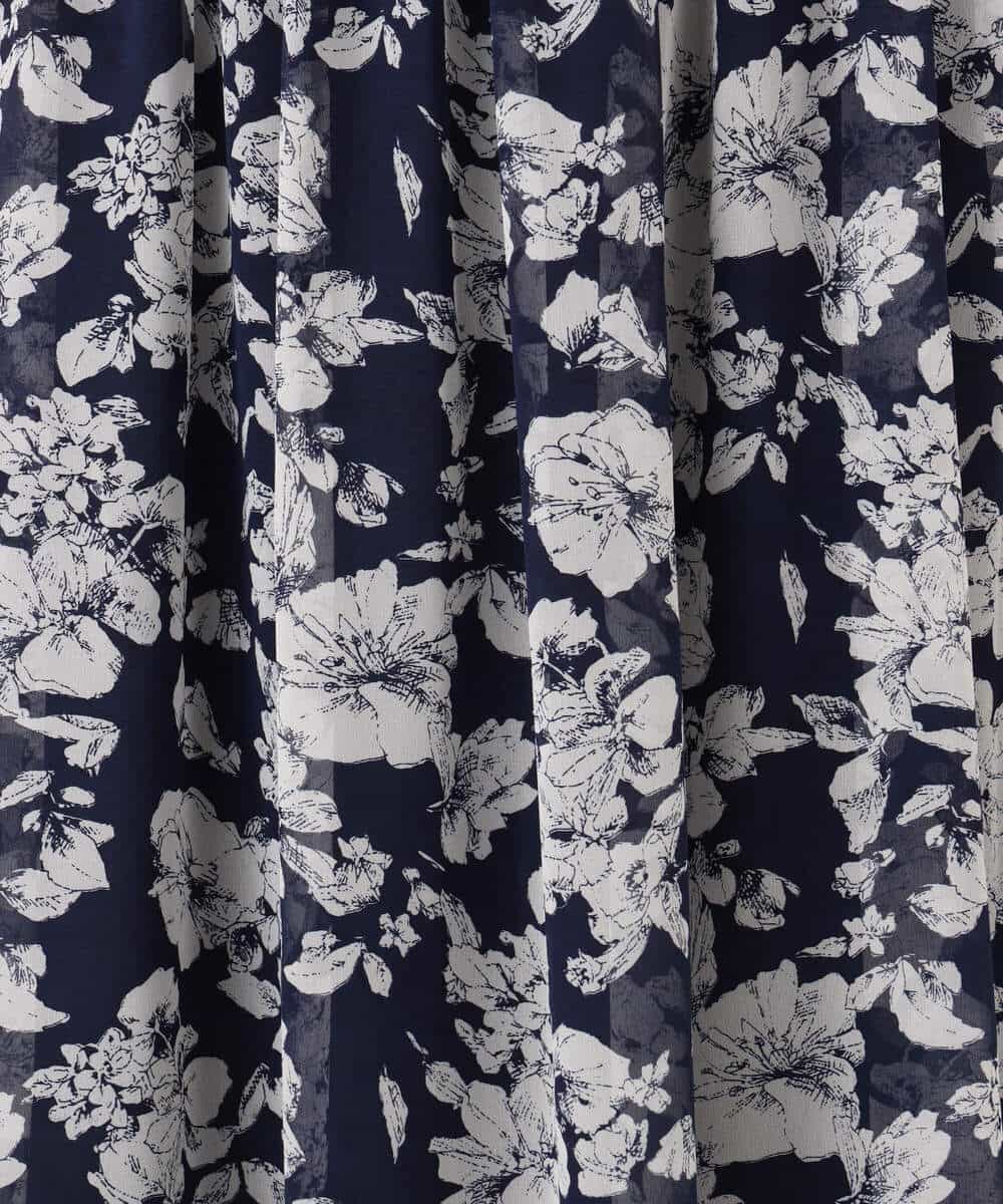 FKHGD03140 MK MICHEL KLEIN(MK ミッシェルクラン) 花柄シフォンスカート/洗える ネイビー