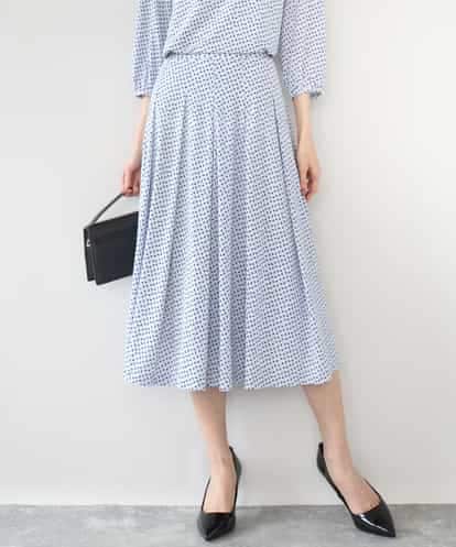 FKHGD04150 MK MICHEL KLEIN 幾何柄ジャージータックスカート/洗える