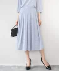 FKHGD04150 MK MICHEL KLEIN(MK ミッシェルクラン) 幾何柄ジャージータックスカート/洗える ライトブルー