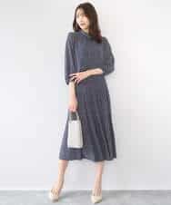 FKHGD04150 MK MICHEL KLEIN(MK ミッシェルクラン) 幾何柄ジャージータックスカート/洗える ライトブルー