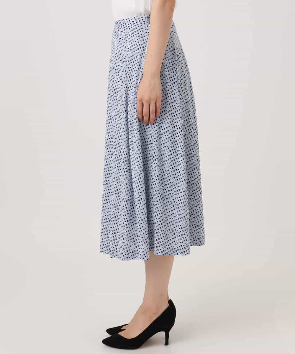 FKHGD04150 MK MICHEL KLEIN(MK ミッシェルクラン) 幾何柄ジャージータックスカート/洗える ライトブルー