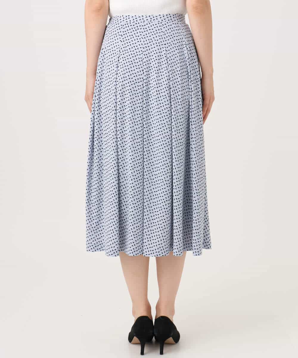 FKHGD04150 MK MICHEL KLEIN(MK ミッシェルクラン) 幾何柄ジャージータックスカート/洗える ライトブルー