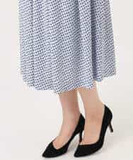 FKHGD04150 MK MICHEL KLEIN(MK ミッシェルクラン) 幾何柄ジャージータックスカート/洗える ライトブルー