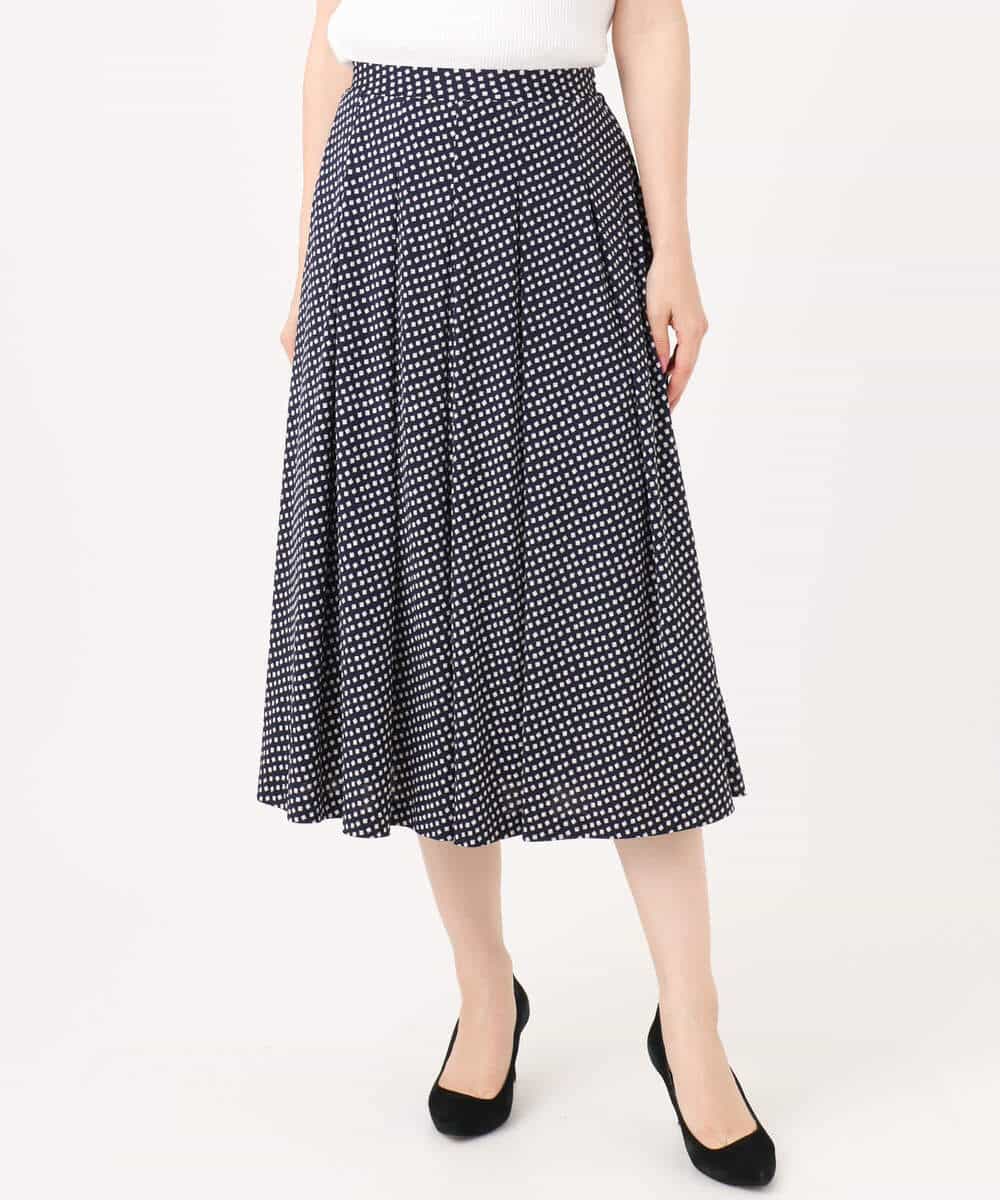 FKHGD04150 MK MICHEL KLEIN(MK ミッシェルクラン) 幾何柄ジャージータックスカート/洗える ライトブルー