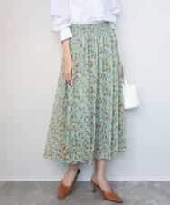 FKHGD05140 MK MICHEL KLEIN(MK ミッシェルクラン) 花柄シフォンスカート/洗える ミント