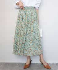 FKHGD05140 MK MICHEL KLEIN(MK ミッシェルクラン) 花柄シフォンスカート/洗える ネイビー