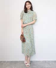 FKHGD05140 MK MICHEL KLEIN(MK ミッシェルクラン) 花柄シフォンスカート/洗える ネイビー