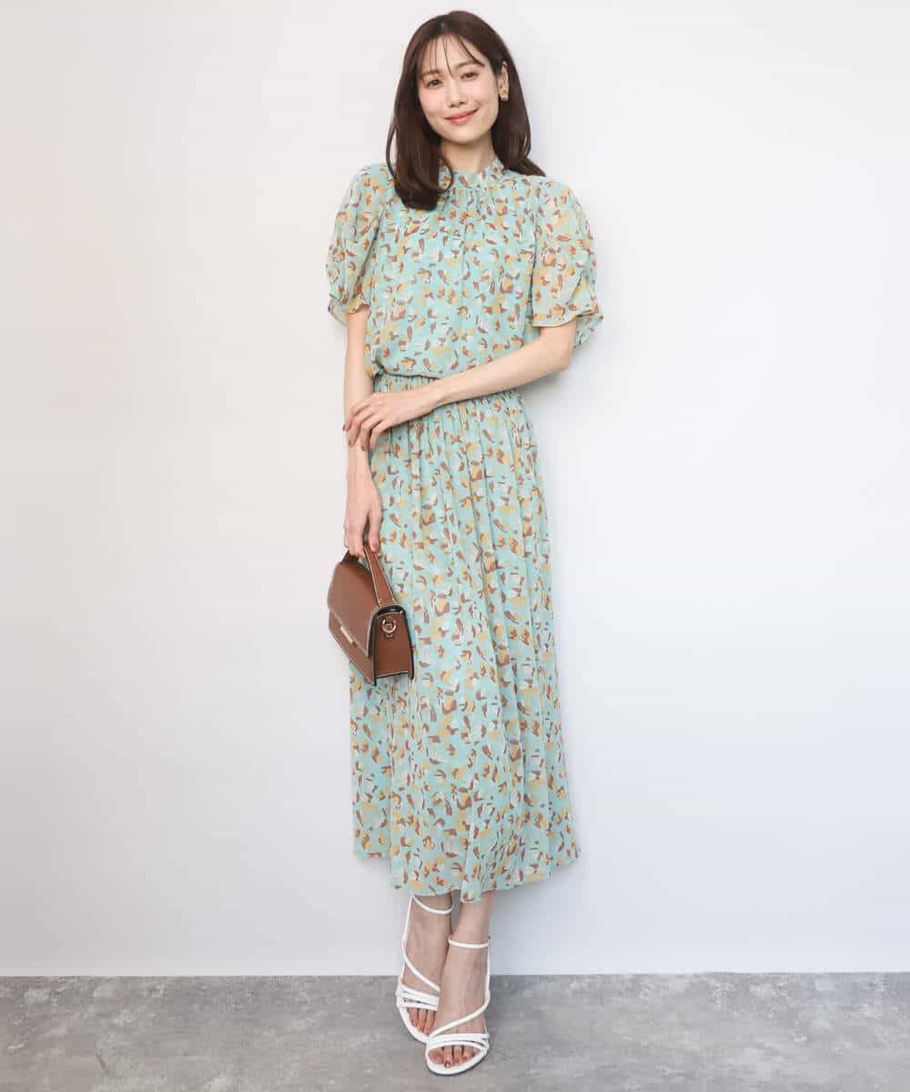 FKHGD05140 MK MICHEL KLEIN(MK ミッシェルクラン) 花柄シフォンスカート/洗える ネイビー