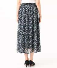 FKHGD05140 MK MICHEL KLEIN(MK ミッシェルクラン) 花柄シフォンスカート/洗える ネイビー